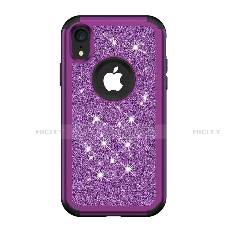 Coque Silicone et Plastique Housse Etui Protection Integrale 360 Degres Bling-Bling pour Apple iPhone XR Violet Plus