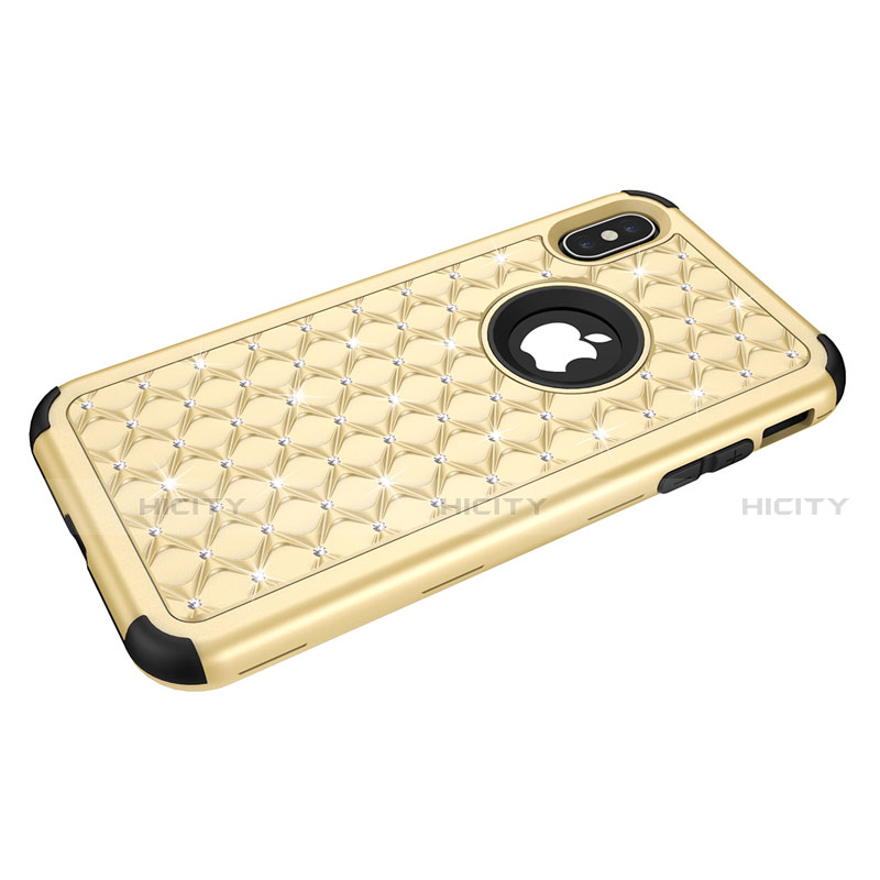 Coque Silicone et Plastique Housse Etui Protection Integrale 360 Degres Bling-Bling pour Apple iPhone Xs Max Plus