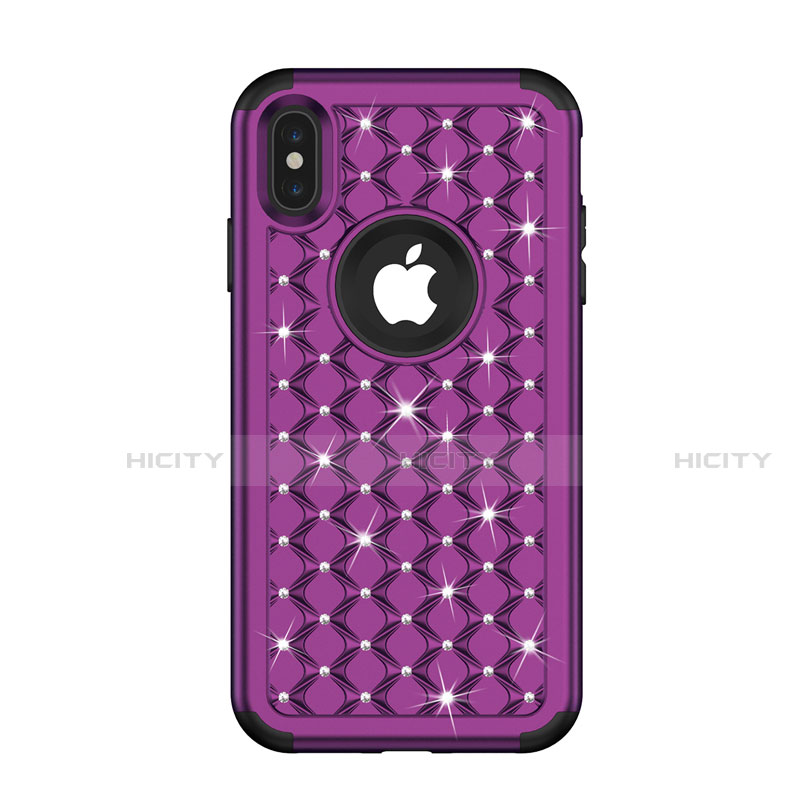 Coque Silicone et Plastique Housse Etui Protection Integrale 360 Degres Bling-Bling pour Apple iPhone Xs Max Plus