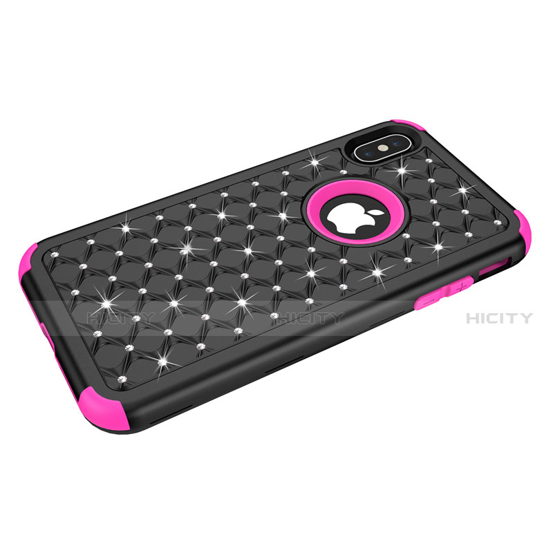 Coque Silicone et Plastique Housse Etui Protection Integrale 360 Degres Bling-Bling pour Apple iPhone Xs Plus