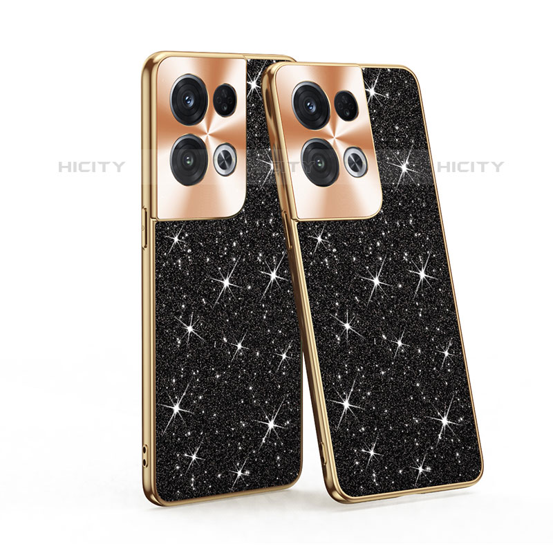 Coque Silicone et Plastique Housse Etui Protection Integrale 360 Degres Bling-Bling pour Oppo Reno8 Pro+ Plus 5G Noir Plus