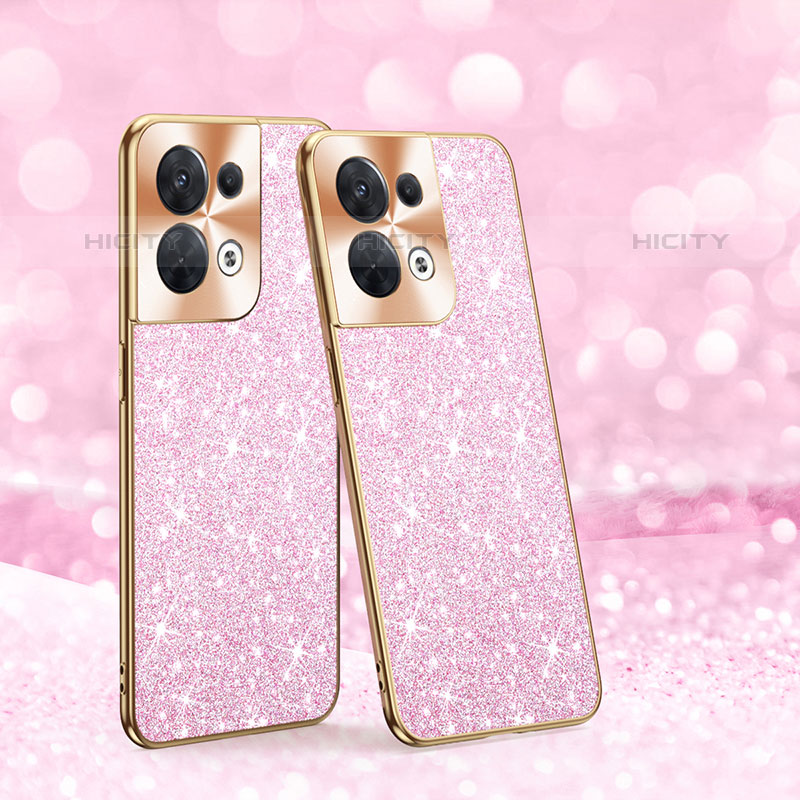 Coque Silicone et Plastique Housse Etui Protection Integrale 360 Degres Bling-Bling pour Oppo Reno9 5G Rose Plus