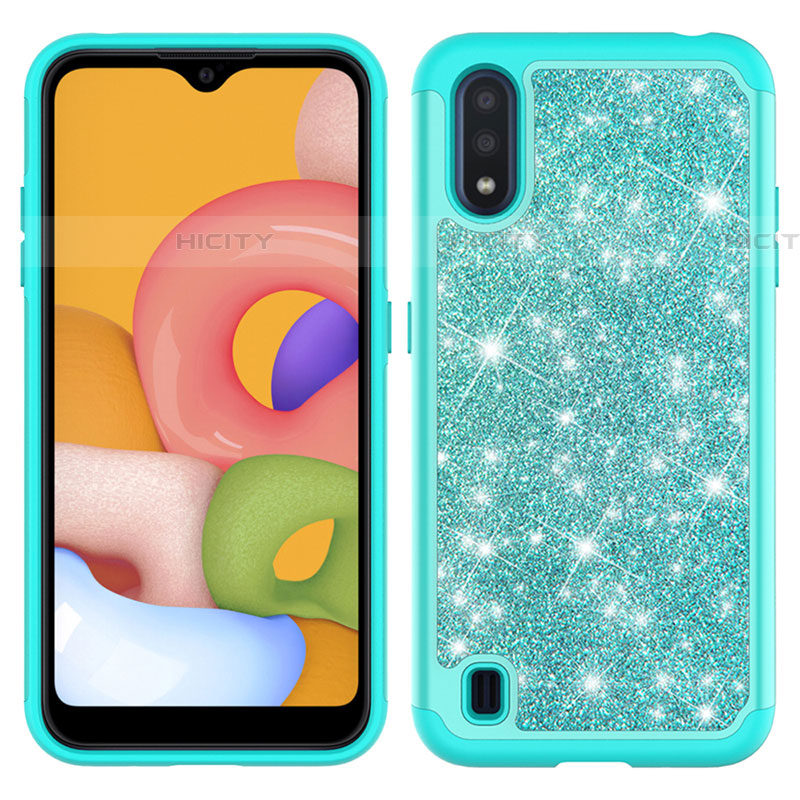 Coque Silicone et Plastique Housse Etui Protection Integrale 360 Degres Bling-Bling pour Samsung Galaxy A01 SM-A015 Plus