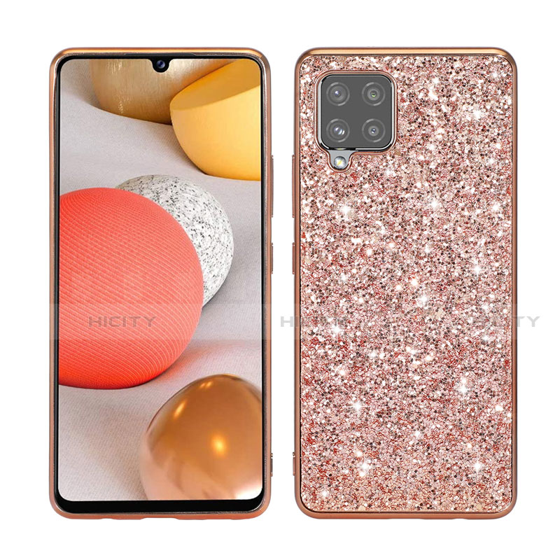 Coque Silicone et Plastique Housse Etui Protection Integrale 360 Degres Bling-Bling pour Samsung Galaxy A42 5G Or Rose Plus