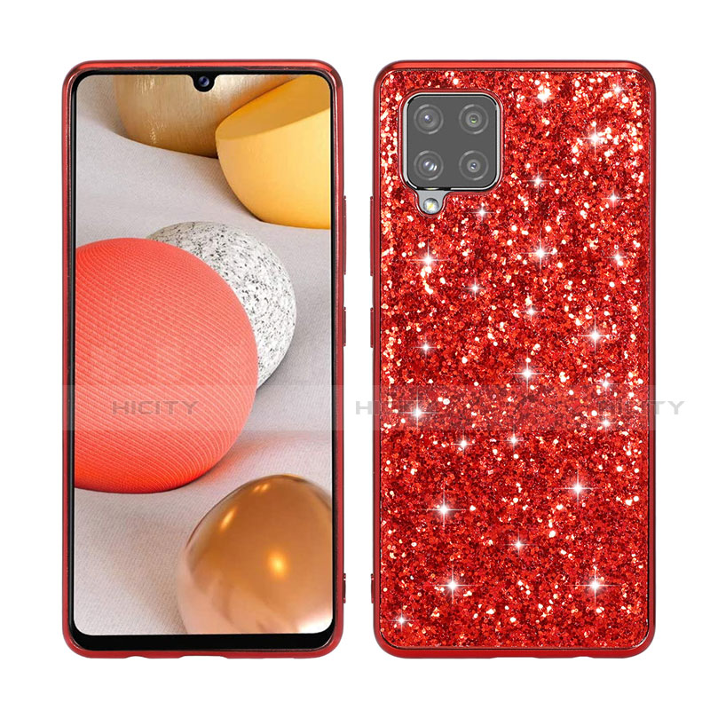 Coque Silicone et Plastique Housse Etui Protection Integrale 360 Degres Bling-Bling pour Samsung Galaxy A42 5G Rouge Plus