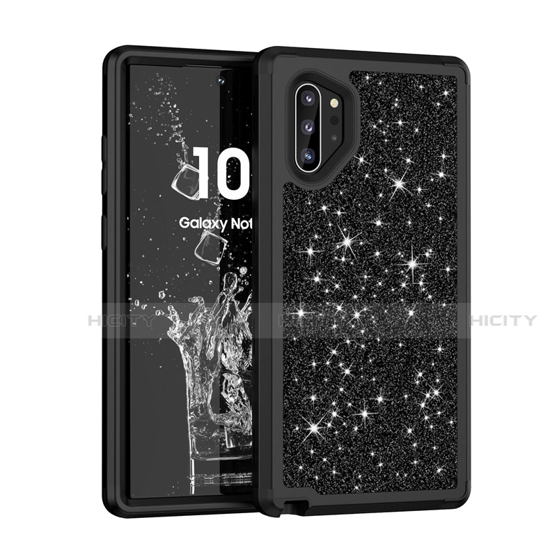 Coque Silicone et Plastique Housse Etui Protection Integrale 360 Degres Bling-Bling pour Samsung Galaxy Note 10 Plus 5G Noir Plus