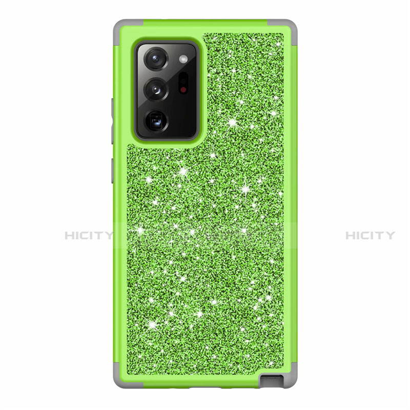 Coque Silicone et Plastique Housse Etui Protection Integrale 360 Degres Bling-Bling pour Samsung Galaxy Note 20 Ultra 5G Vert Plus