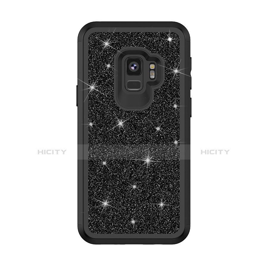 Coque Silicone et Plastique Housse Etui Protection Integrale 360 Degres Bling-Bling pour Samsung Galaxy S9 Noir Plus