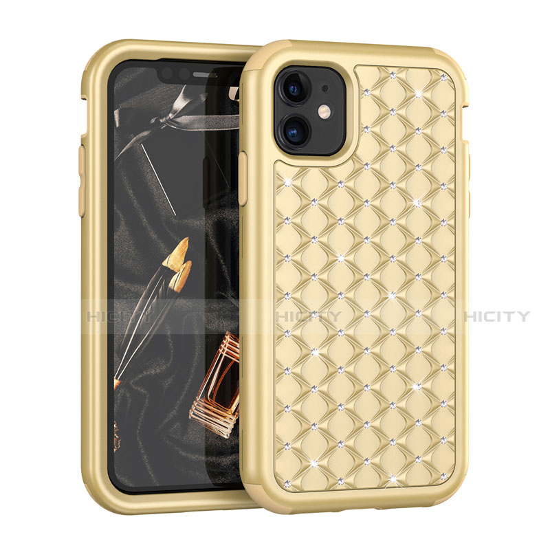 Coque Silicone et Plastique Housse Etui Protection Integrale 360 Degres Bling-Bling U01 pour Apple iPhone 11 Or Plus