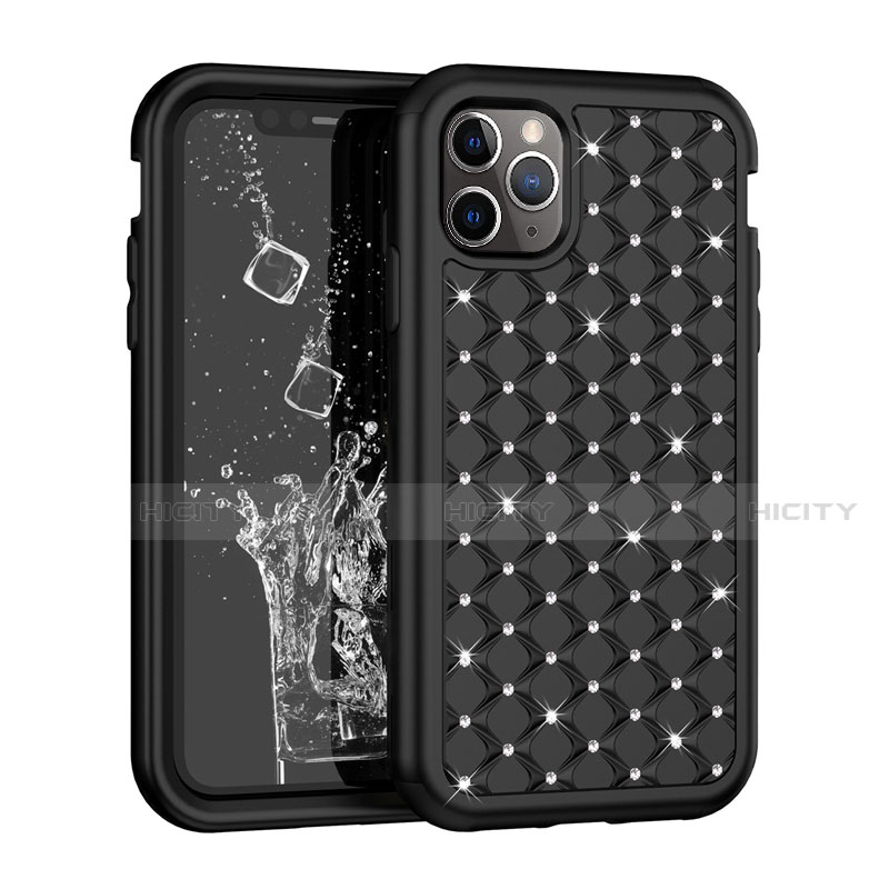 Coque Silicone et Plastique Housse Etui Protection Integrale 360 Degres Bling-Bling U01 pour Apple iPhone 11 Pro Max Noir Plus