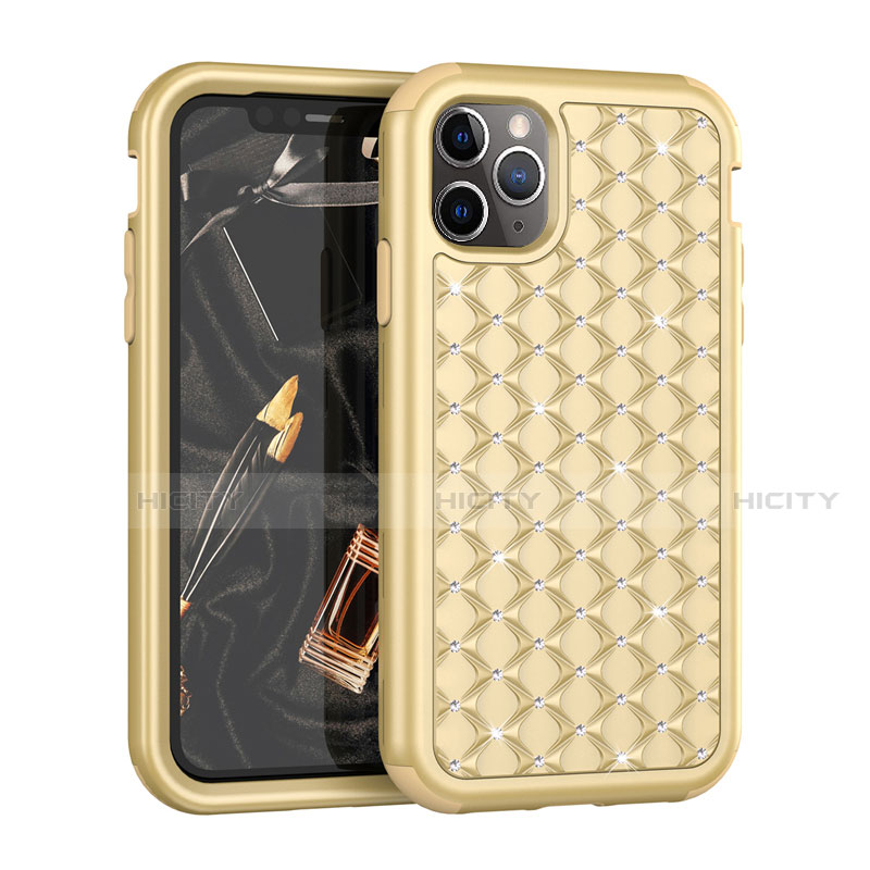 Coque Silicone et Plastique Housse Etui Protection Integrale 360 Degres Bling-Bling U01 pour Apple iPhone 11 Pro Max Or Plus