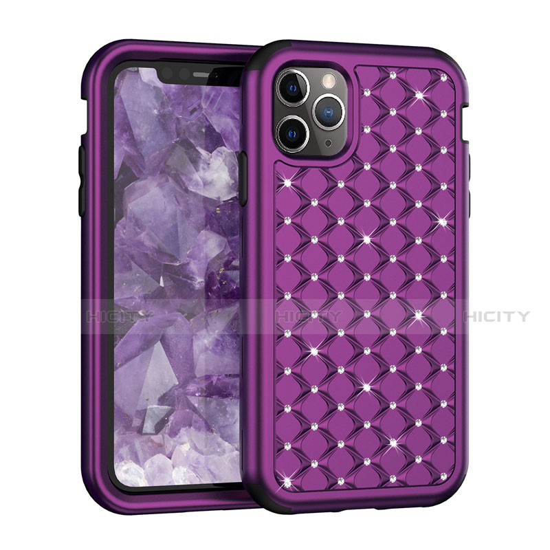 Coque Silicone et Plastique Housse Etui Protection Integrale 360 Degres Bling-Bling U01 pour Apple iPhone 11 Pro Violet Plus