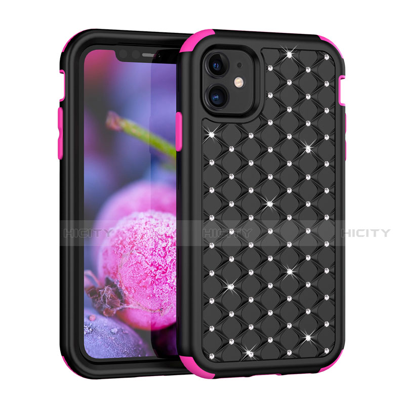 Coque Silicone et Plastique Housse Etui Protection Integrale 360 Degres Bling-Bling U01 pour Apple iPhone 11 Rose Plus