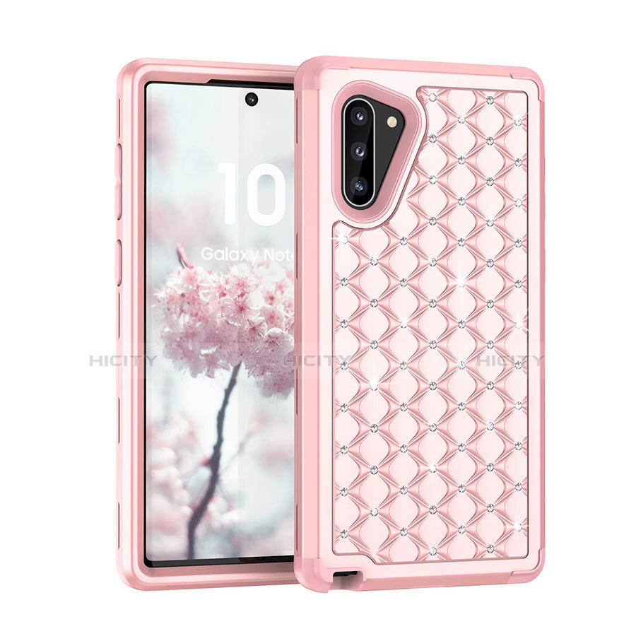 Coque Silicone et Plastique Housse Etui Protection Integrale 360 Degres Bling-Bling U01 pour Samsung Galaxy Note 10 5G Or Rose Plus