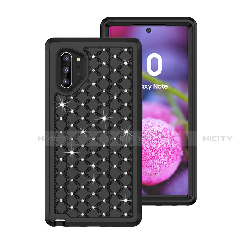 Coque Silicone et Plastique Housse Etui Protection Integrale 360 Degres Bling-Bling U01 pour Samsung Galaxy Note 10 Plus 5G Noir Plus