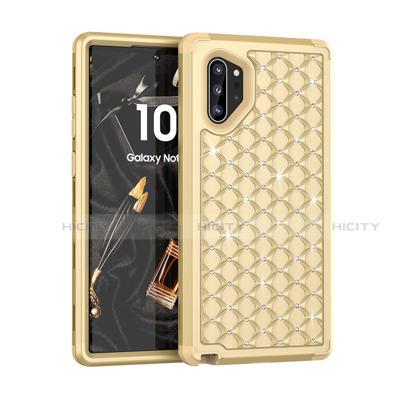 Coque Silicone et Plastique Housse Etui Protection Integrale 360 Degres Bling-Bling U01 pour Samsung Galaxy Note 10 Plus Or Plus