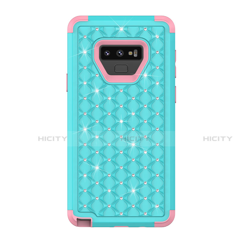 Coque Silicone et Plastique Housse Etui Protection Integrale 360 Degres Bling-Bling U01 pour Samsung Galaxy Note 9 Cyan Plus