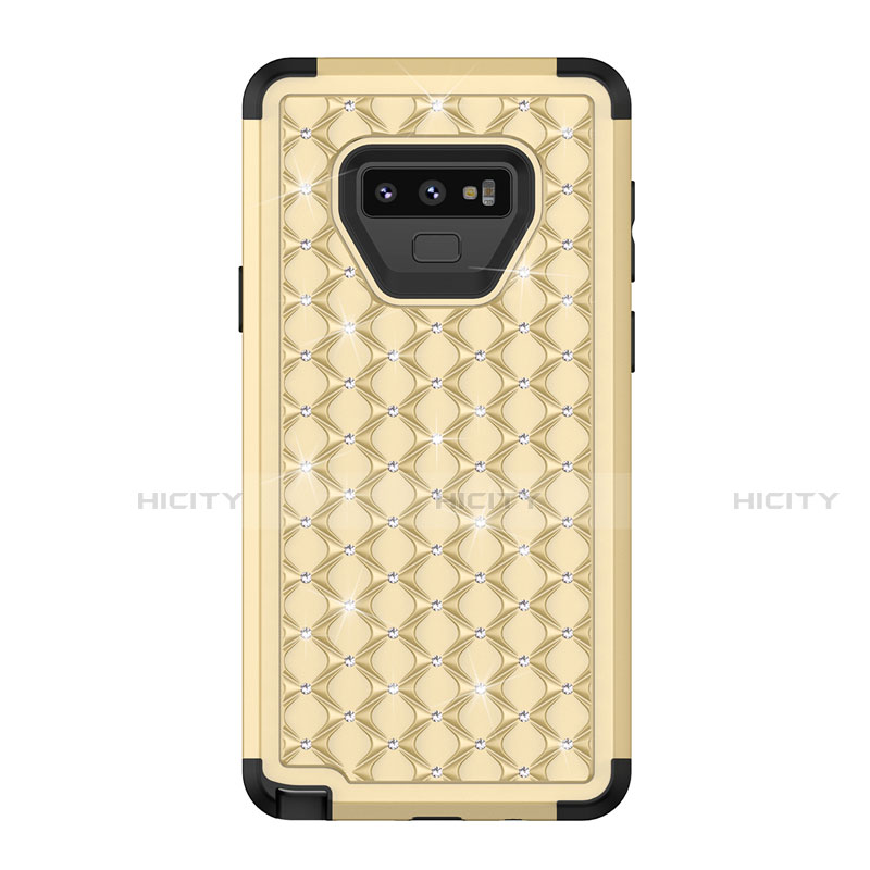 Coque Silicone et Plastique Housse Etui Protection Integrale 360 Degres Bling-Bling U01 pour Samsung Galaxy Note 9 Or et Noir Plus