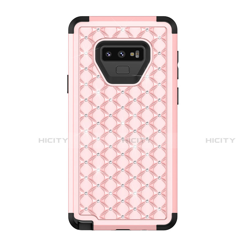 Coque Silicone et Plastique Housse Etui Protection Integrale 360 Degres Bling-Bling U01 pour Samsung Galaxy Note 9 Rose Plus