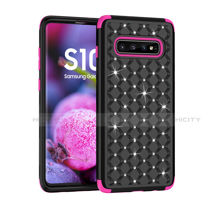 Coque Silicone et Plastique Housse Etui Protection Integrale 360 Degres Bling-Bling U01 pour Samsung Galaxy S10 5G Noir Plus