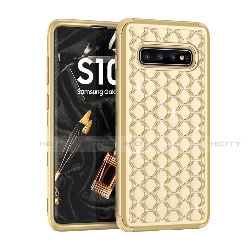 Coque Silicone et Plastique Housse Etui Protection Integrale 360 Degres Bling-Bling U01 pour Samsung Galaxy S10 5G Or Plus