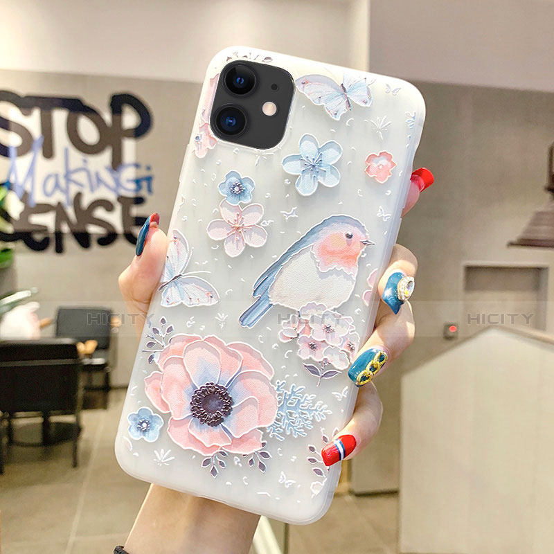 Coque Silicone Fleurs Souple Couleur Unie Etui Housse H03 pour Apple iPhone 11 Bleu Ciel Plus