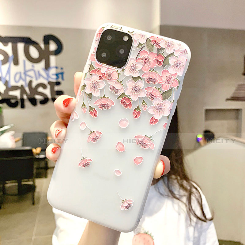 Coque Silicone Fleurs Souple Couleur Unie Etui Housse H03 pour Apple iPhone 11 Pro Plus