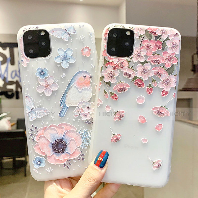 Coque Silicone Fleurs Souple Couleur Unie Etui Housse H03 pour Apple iPhone 11 Pro Plus