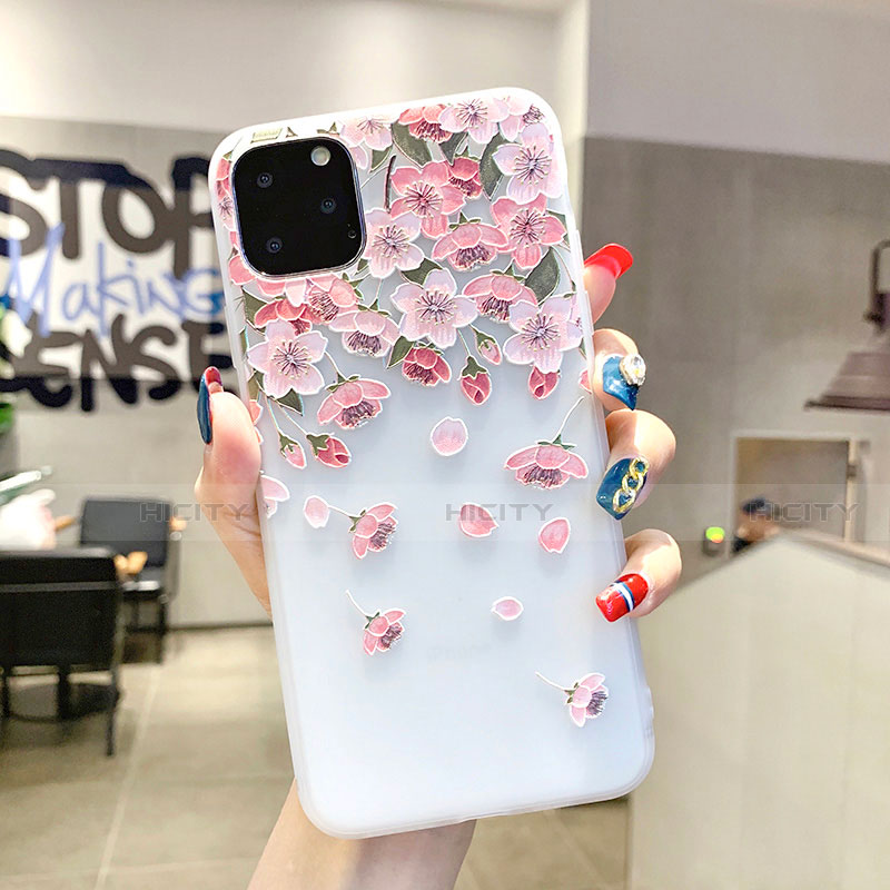 Coque Silicone Fleurs Souple Couleur Unie Etui Housse H03 pour Apple iPhone 11 Pro Plus