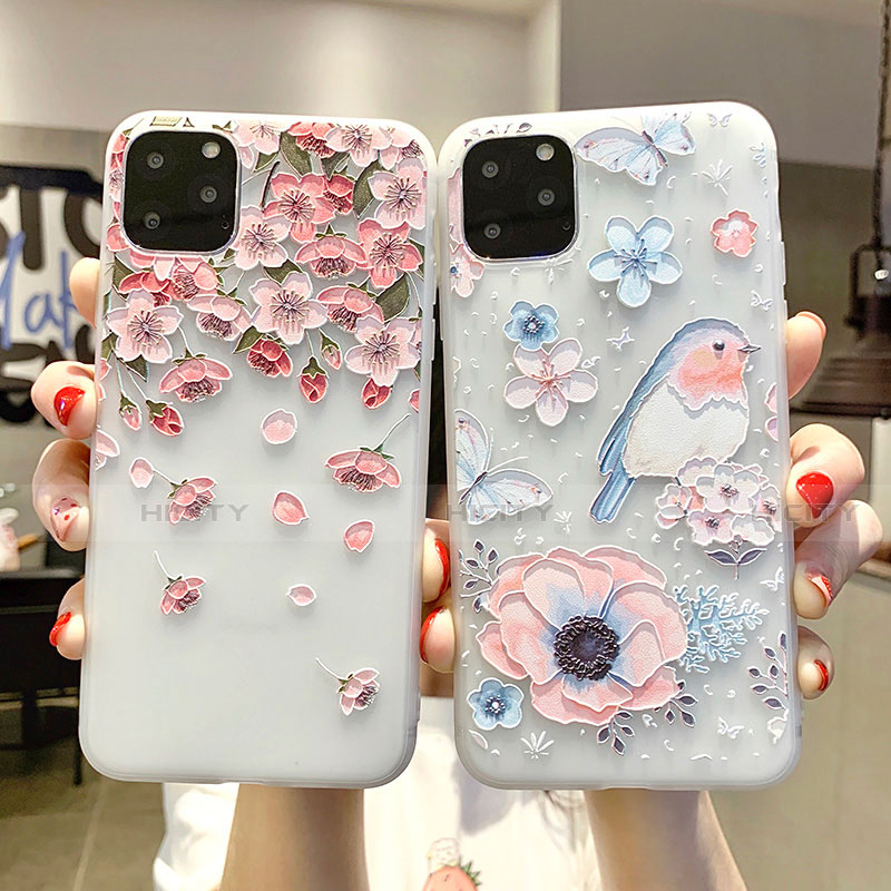 Coque Silicone Fleurs Souple Couleur Unie Etui Housse H03 pour Apple iPhone 11 Pro Plus