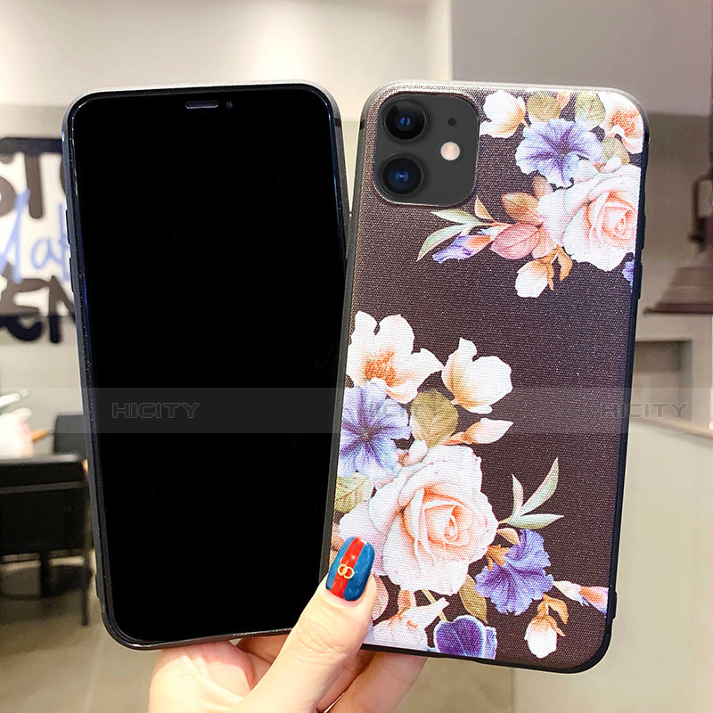 Coque Silicone Fleurs Souple Couleur Unie Etui Housse H04 pour Apple iPhone 11 Plus