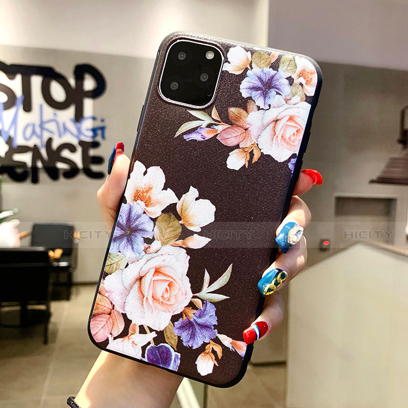 Coque Silicone Fleurs Souple Couleur Unie Etui Housse H04 pour Apple iPhone 11 Pro Plus