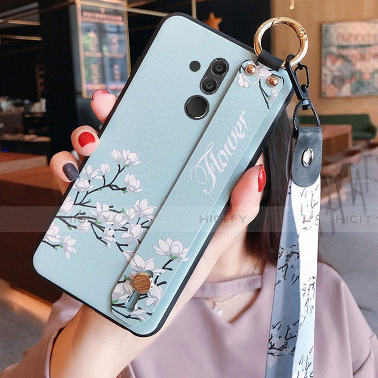 Coque Silicone Fleurs Souple Couleur Unie Etui Housse H04 pour Huawei Mate 20 Lite Plus