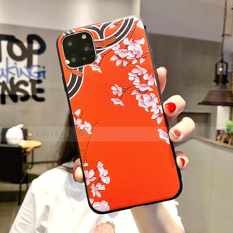 Coque Silicone Fleurs Souple Couleur Unie Etui Housse H05 pour Apple iPhone 11 Pro Orange Plus