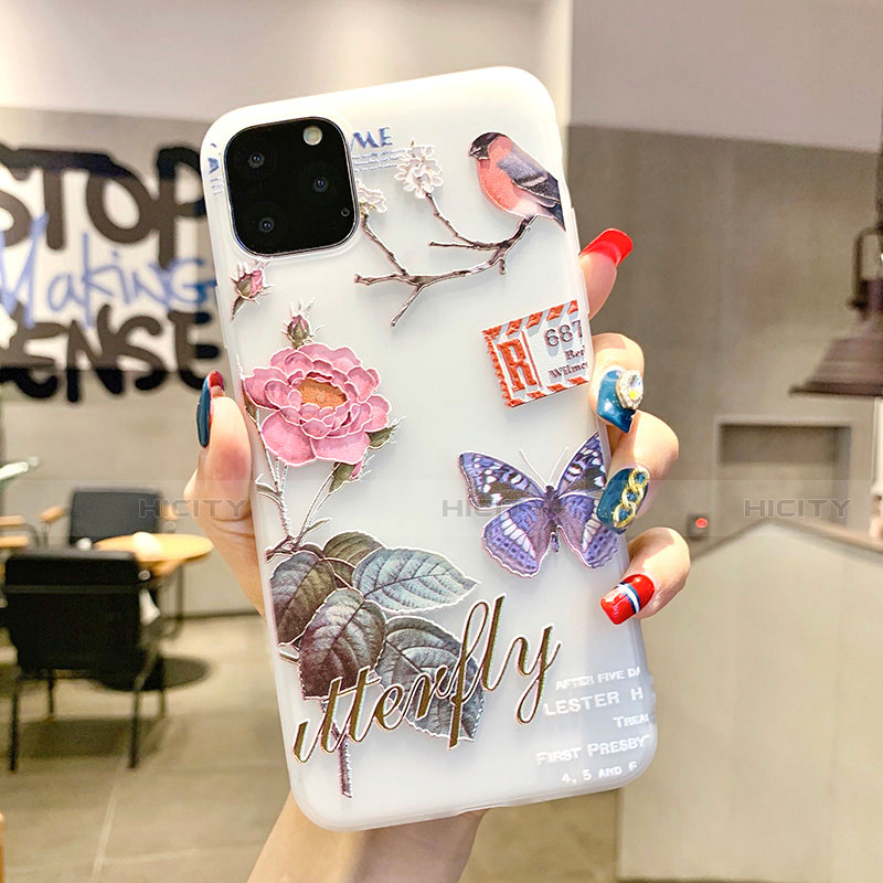 Coque Silicone Fleurs Souple Couleur Unie Etui Housse H06 pour Apple iPhone 11 Pro Mixte Plus