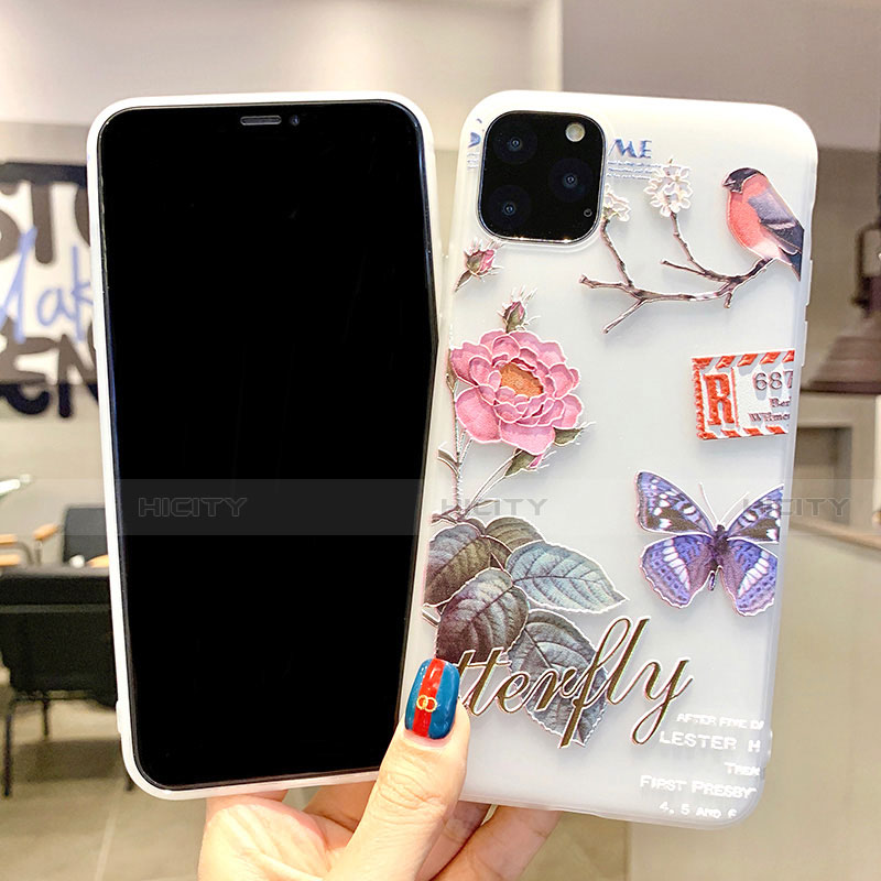 Coque Silicone Fleurs Souple Couleur Unie Etui Housse H06 pour Apple iPhone 11 Pro Plus