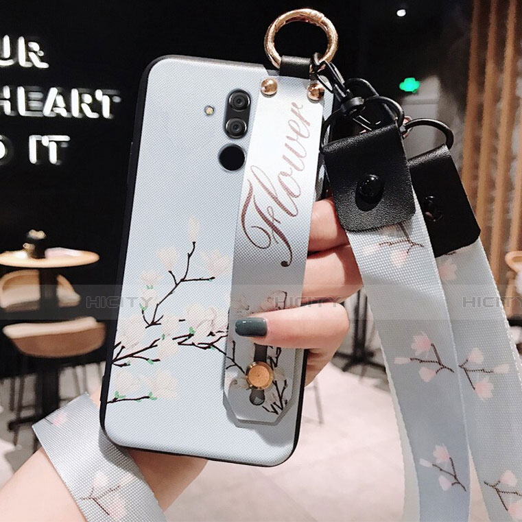 Coque Silicone Fleurs Souple Couleur Unie Etui Housse H06 pour Huawei Mate 20 Lite Bleu Ciel Plus