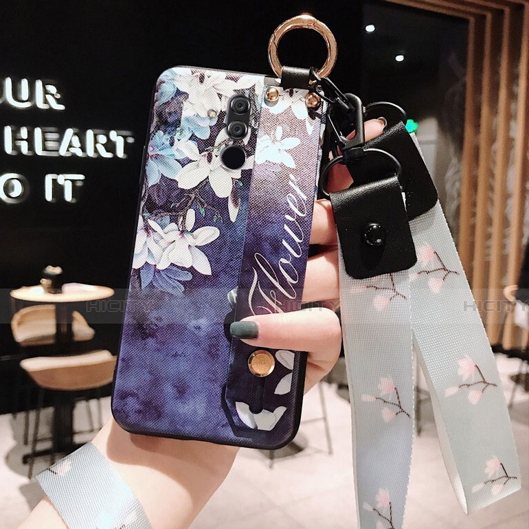 Coque Silicone Fleurs Souple Couleur Unie Etui Housse H06 pour Huawei Mate 20 Lite Violet Plus