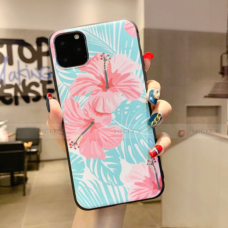 Coque Silicone Fleurs Souple Couleur Unie Etui Housse H09 pour Apple iPhone 11 Pro Max Plus