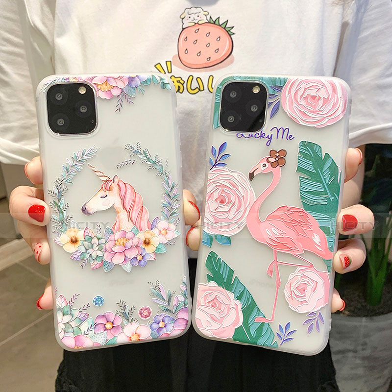 Coque Silicone Fleurs Souple Couleur Unie Etui Housse H10 pour Apple iPhone 11 Plus