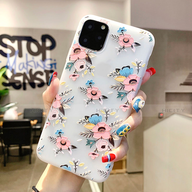 Coque Silicone Fleurs Souple Couleur Unie Etui Housse H11 pour Apple iPhone 11 Pro Mixte Plus