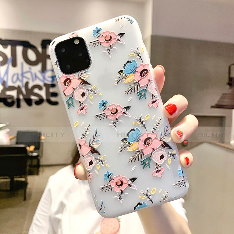 Coque Silicone Fleurs Souple Couleur Unie Etui Housse H11 pour Apple iPhone 11 Pro Plus