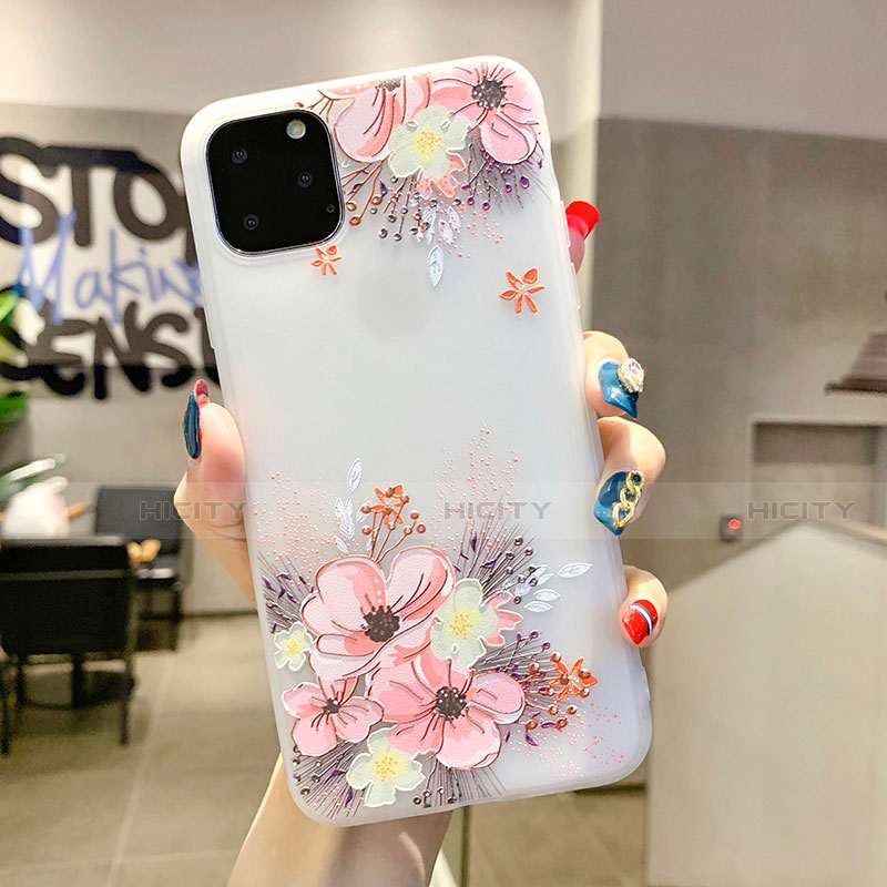 Coque Silicone Fleurs Souple Couleur Unie Etui Housse H11 pour Apple iPhone 11 Pro Plus