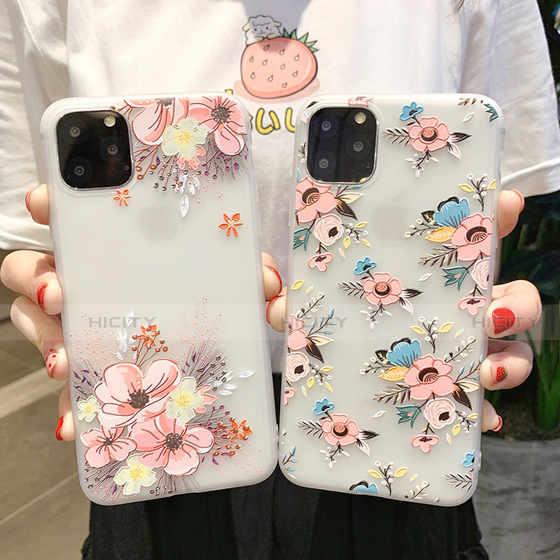 Coque Silicone Fleurs Souple Couleur Unie Etui Housse H11 pour Apple iPhone 11 Pro Plus