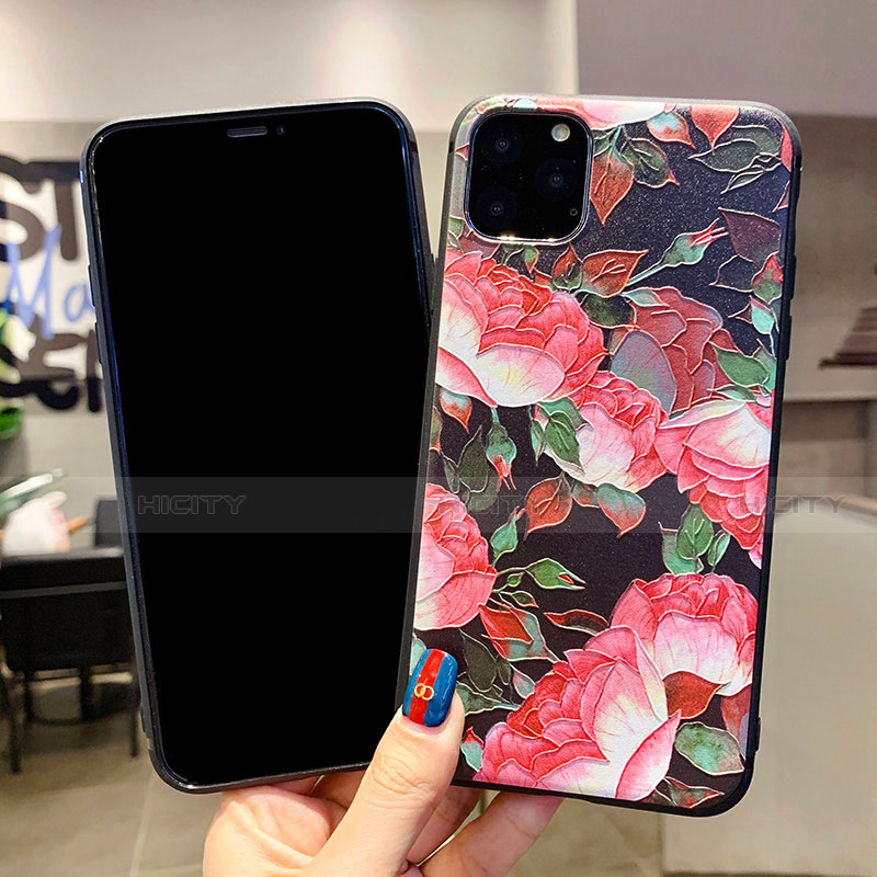 Coque Silicone Fleurs Souple Couleur Unie Etui Housse H12 pour Apple iPhone 11 Pro Plus