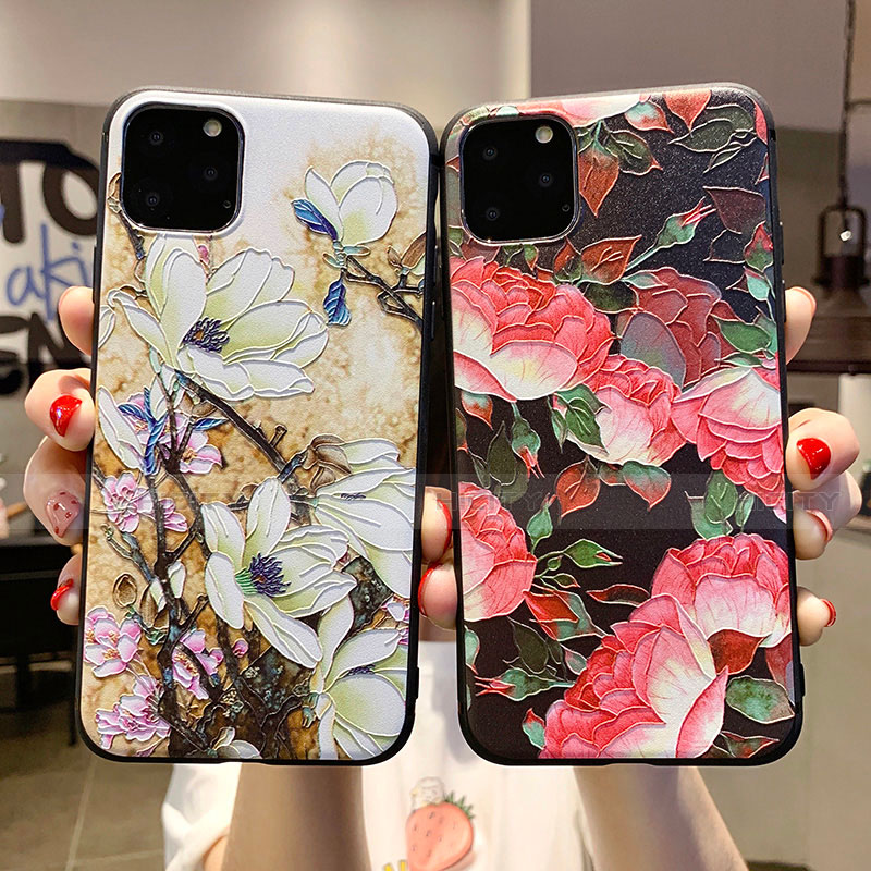 Coque Silicone Fleurs Souple Couleur Unie Etui Housse H12 pour Apple iPhone 11 Pro Plus