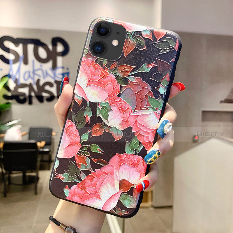 Coque Silicone Fleurs Souple Couleur Unie Etui Housse H12 pour Apple iPhone 11 Rose Plus