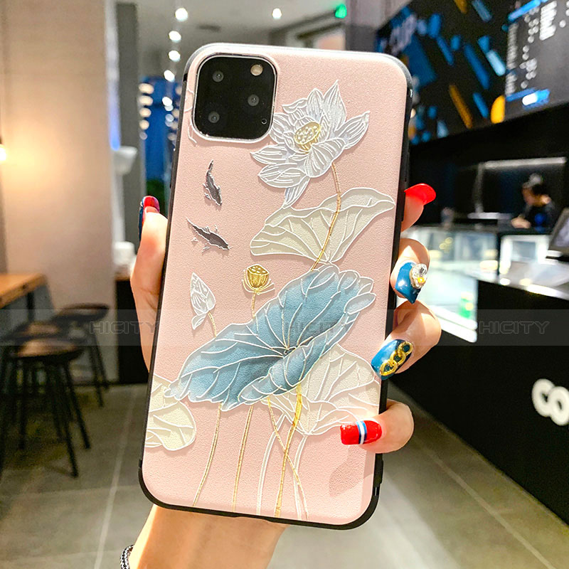 Coque Silicone Fleurs Souple Couleur Unie Etui Housse H14 pour Apple iPhone 11 Pro Bleu Ciel Plus