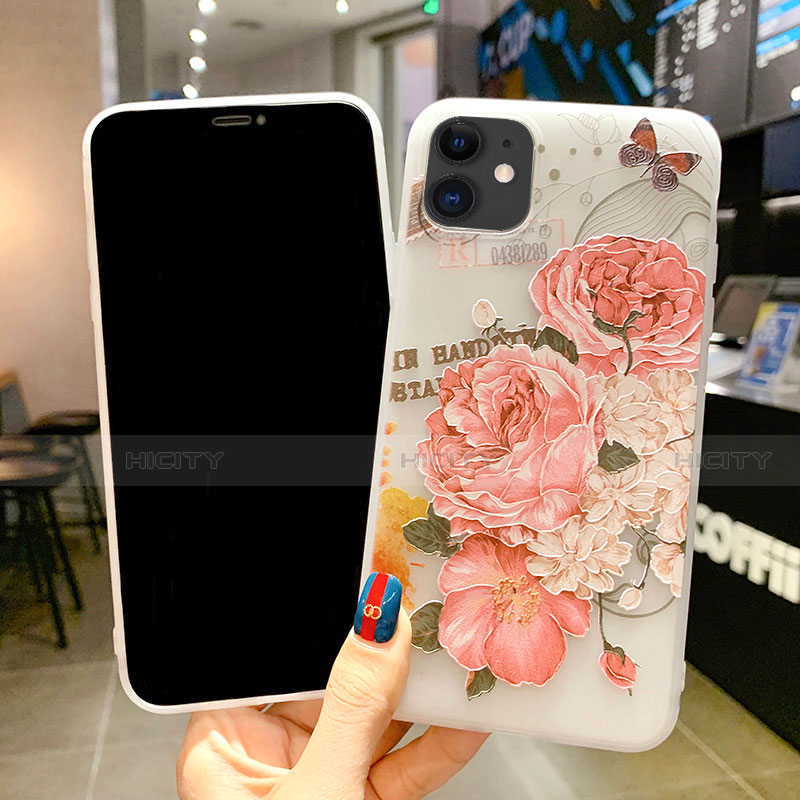 Coque Silicone Fleurs Souple Couleur Unie Etui Housse H15 pour Apple iPhone 11 Plus