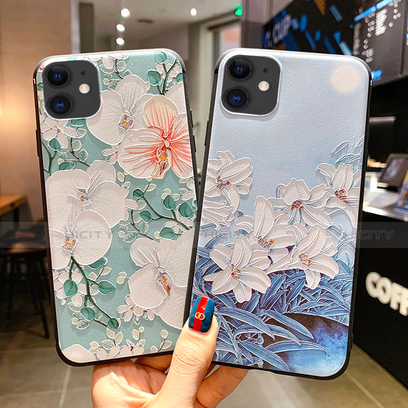 Coque Silicone Fleurs Souple Couleur Unie Etui Housse H16 pour Apple iPhone 11 Plus